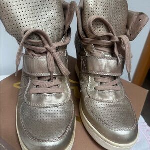 Ash Metallic Bronze High-Top Lace-Up Ankle Boots